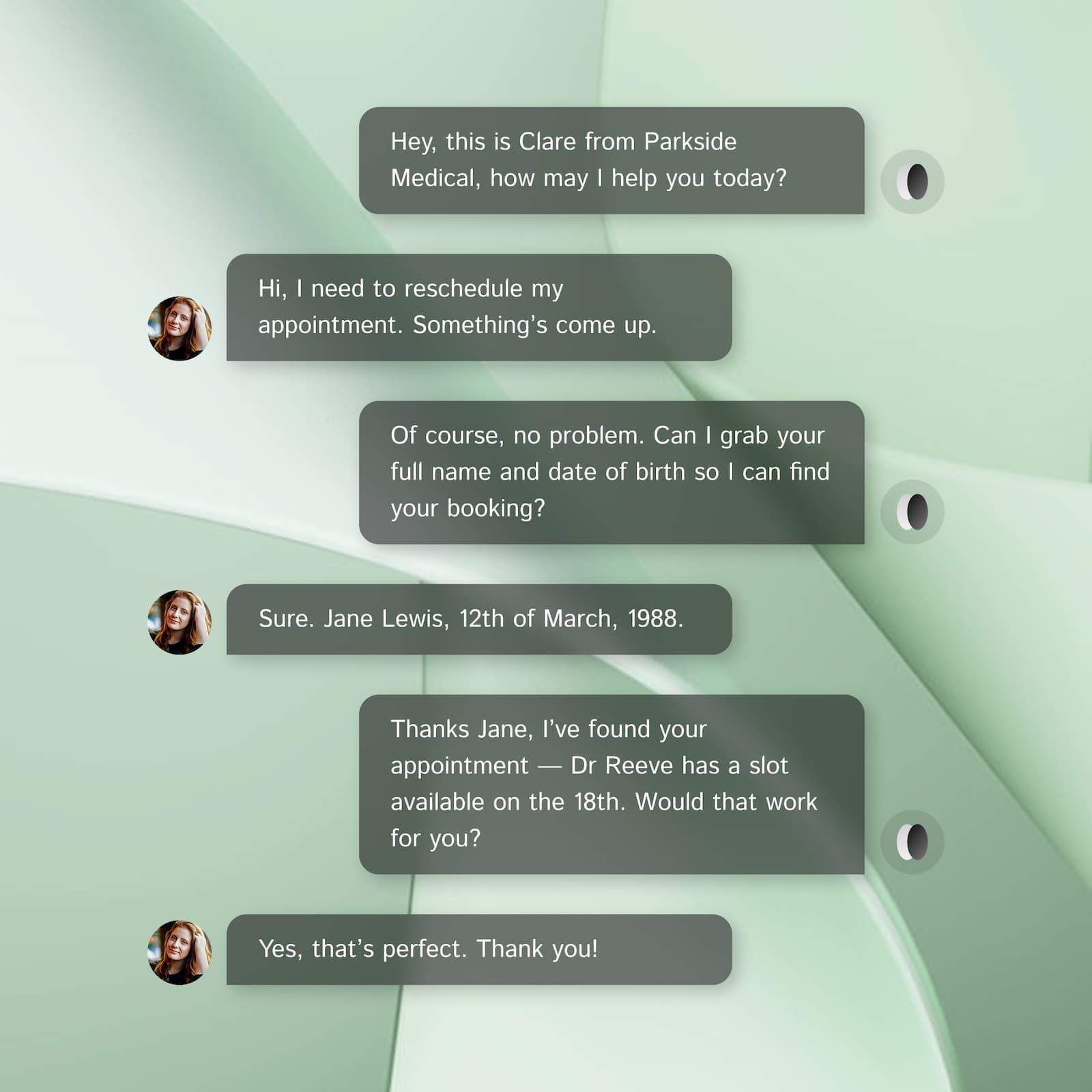 Virtual front desk conversation interface